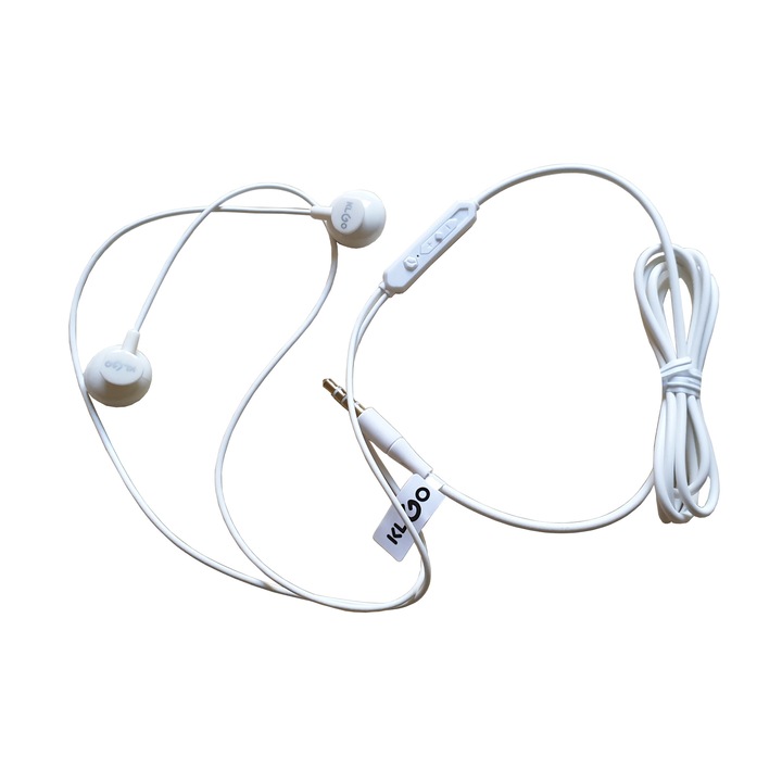 Casti Intraauriculare KLGO KS 11 Cu Fir, Microfon, Butoane Control Volum, Dynamic Sound, Alb