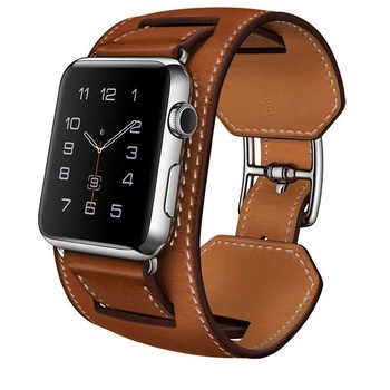 Curea iUni compatibila cu Apple Watch 1/2/3/4/5/6, 40mm, Cuff, Piele, Maro Curea iUni compatibila cu Apple Watch 1/2/3/4/5/6, 40mm, Cuff, Piele, Maro