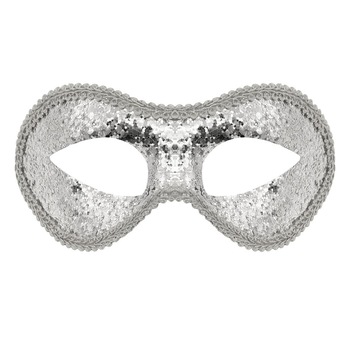 Masca party cu sclipici, Deco, Argintiu, 20 X7cm Masca party cu sclipici, Deco, Argintiu, 20 X7cm