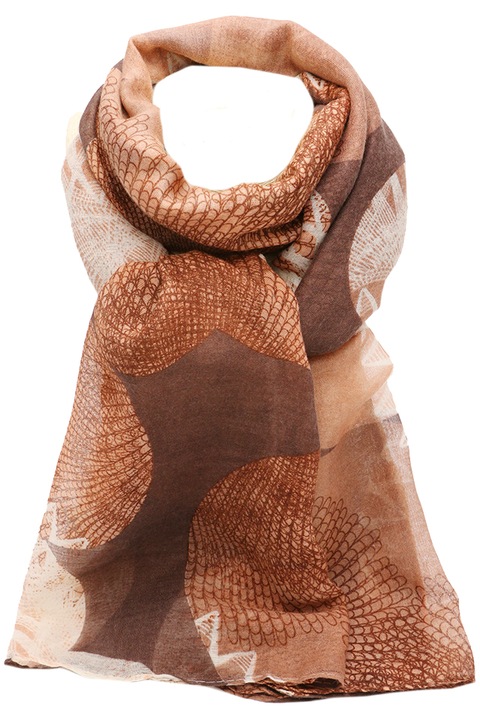 Esarfa pentru dama, cu imprimeu buline mari, din viscoza, B067BN Maro