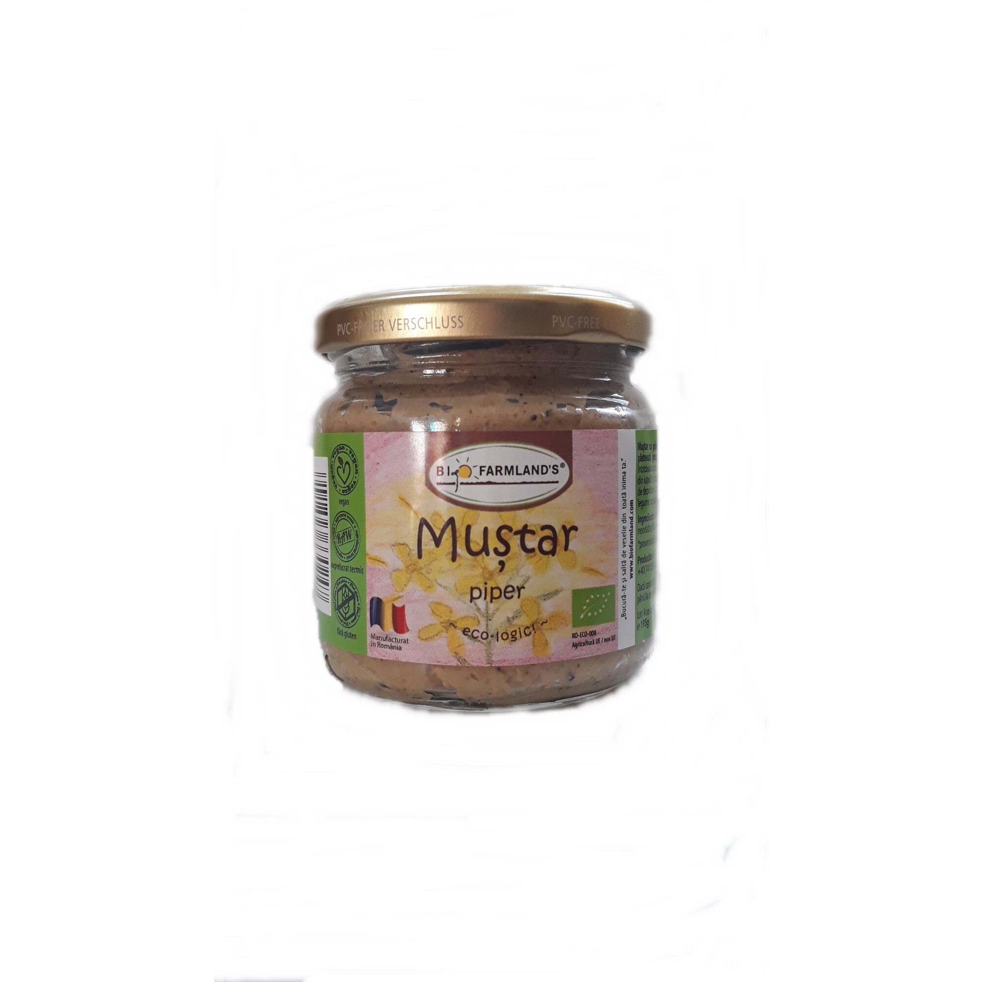Mustar cu piper 195g Bio/ECO, RAW, VEGAN Biofarmland
