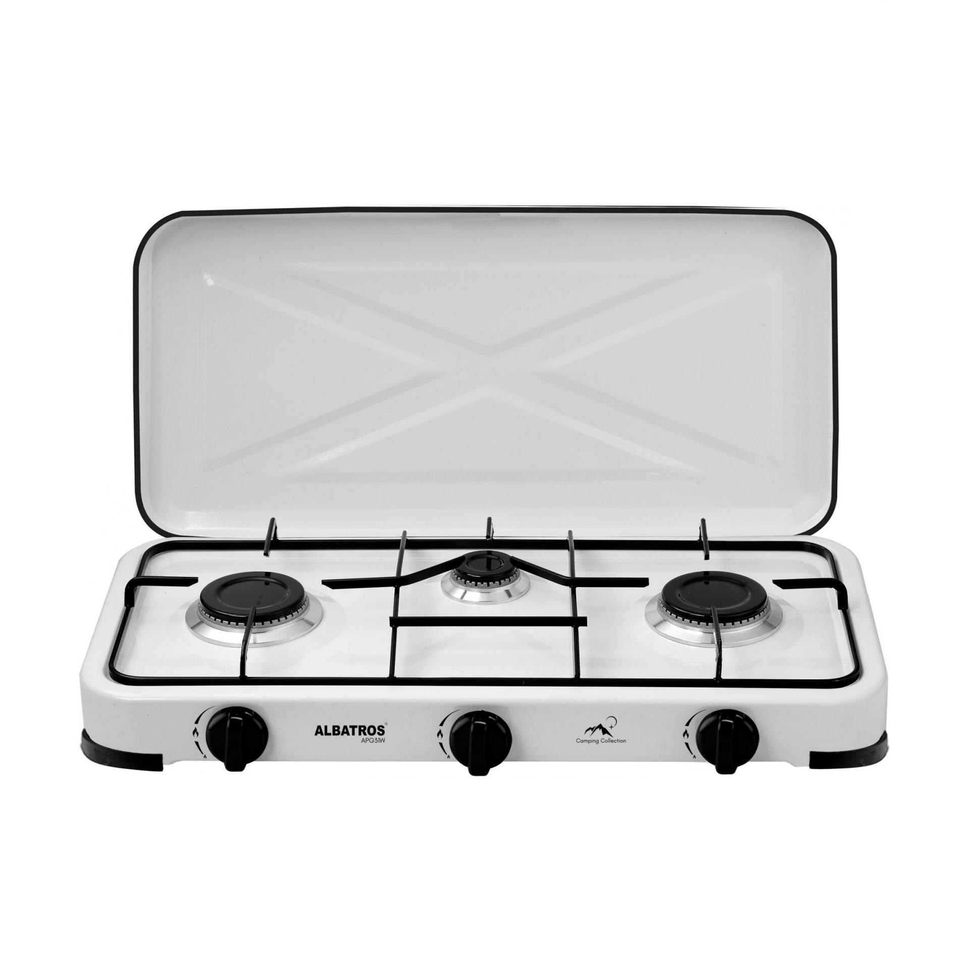 Plita pe gaz Albatros APG31W, 3 arzatoare, 5.4KW, Alb