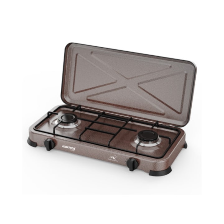 Plita pe gaz Albatros APG21BR, 2 arzatoare, 4.4 KW, Maro