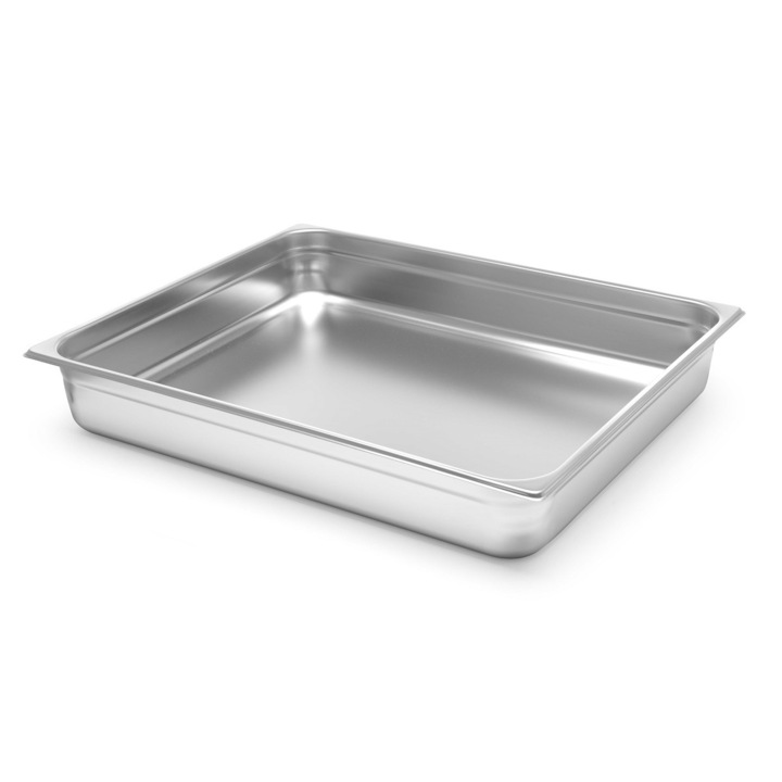 Тава Gastronorm GN 2/1 от неръждаема стомана 18/10, 5.5 литра, 650x530x20 mm Hendi температурна устойчивост -40° до 300°C