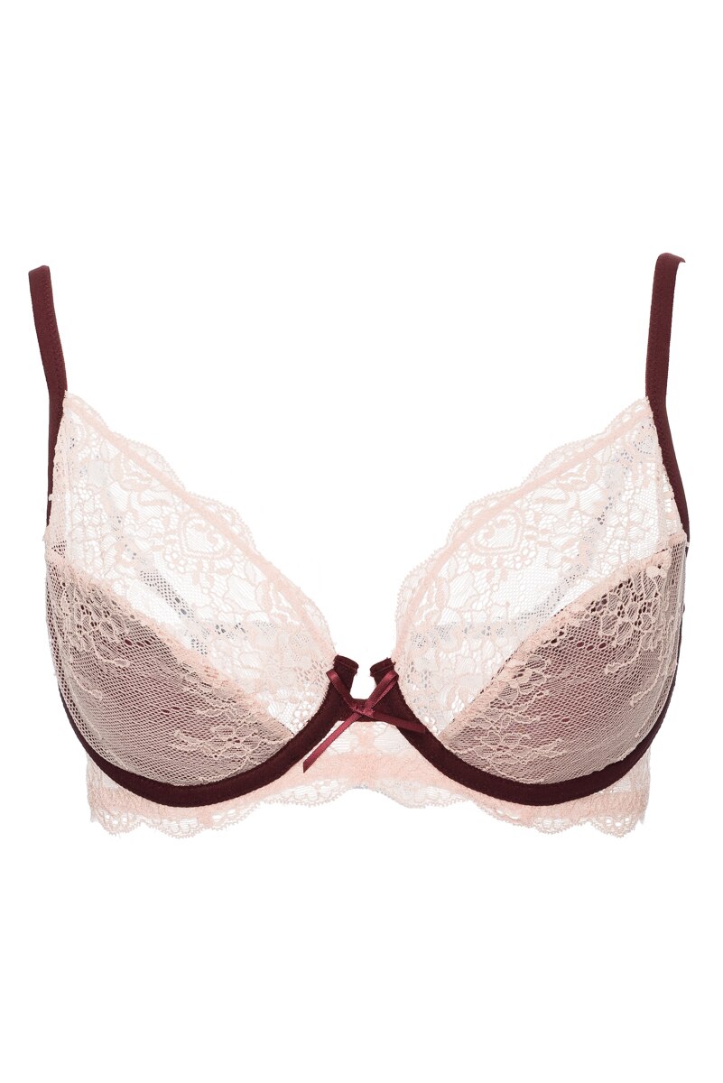 Sutien de colectie din dantela cu sarma, Intimamoda Cecilia 6040, Roz/Bordo