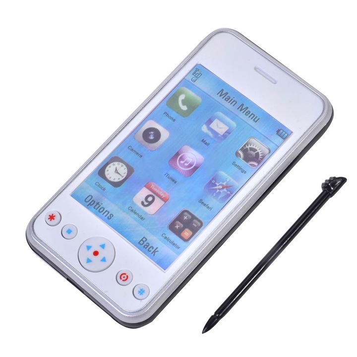 Telefon mobil alb cu butoane, DecorCasa, 10 x 6 cm