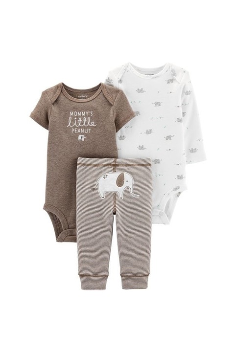 Carter's, Set de imbracaminte - 3 piese, Alb/Maro melange