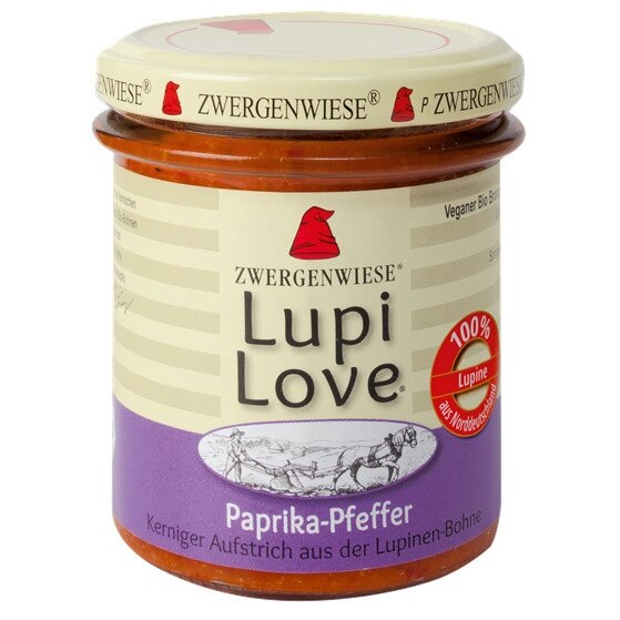 Lupi Love crema tartinabila din lupin cu ardei si piper Fara Gluten Bio Zwergenwiese 165 g