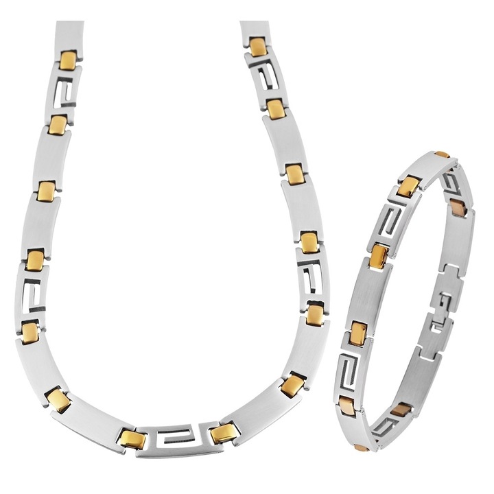 Nyaklánc és karkötő készlet S2175, rozsdamentes acél, AKZENT