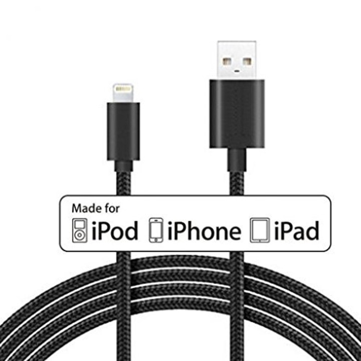 Кабел USB BRAIDED с лед светлини за iPhone 4, 1 метър, Бял