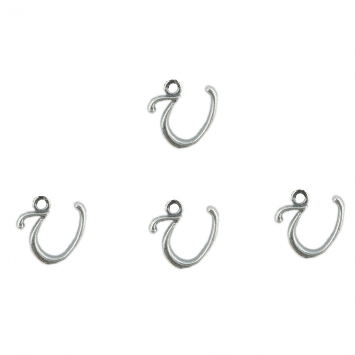 Letter U ezüst bűbáj ékszerek, medálok, medálok, karkötők, fülbevalók készítéséhez - 4 db-os készlet