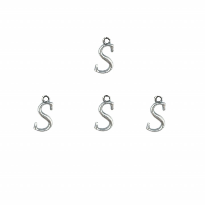 Letter S ezüst bűbáj ékszerek, medálok, medálok, karkötők, fülbevalók készítéséhez - 4 db-os készlet