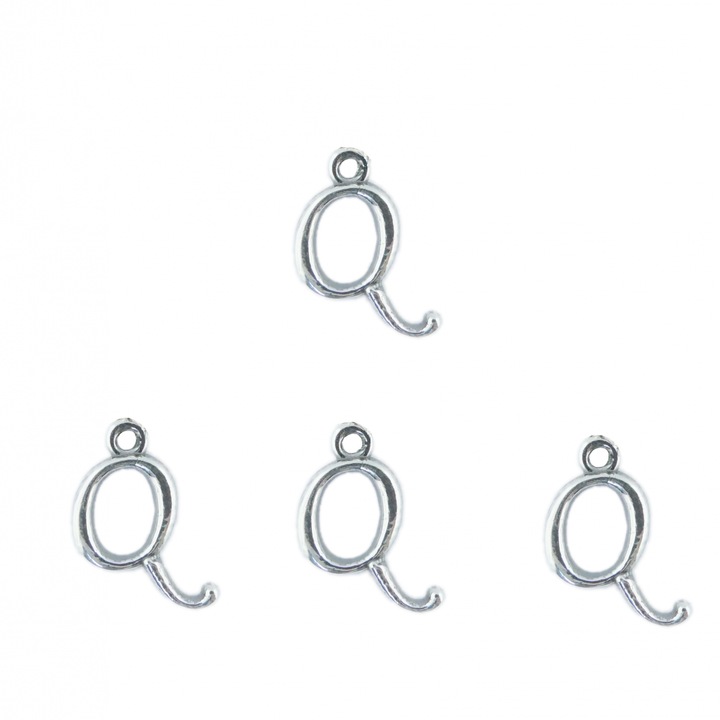 Letter Q ezüst Varázs ékszerek, medálok, medálok, karkötők, fülbevalók készítéséhez - 4 db-os készlet