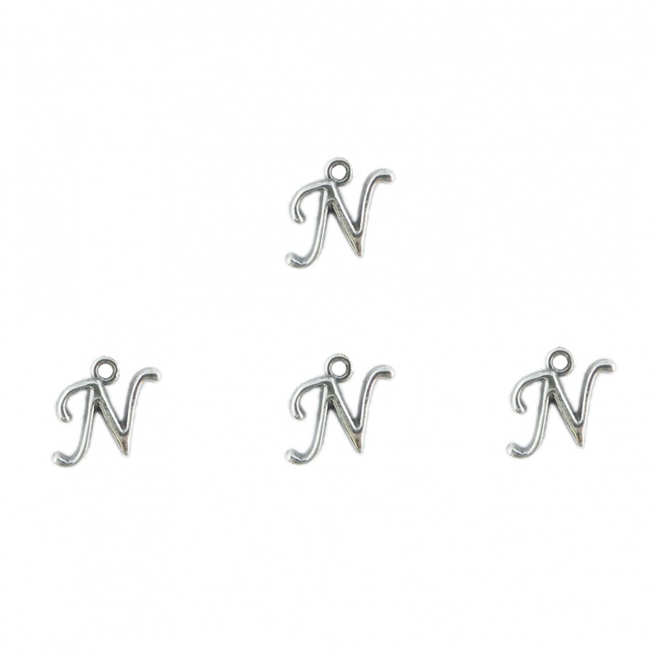Letter N ezüst Varázs ékszerek, medálok, medálok, karkötők, fülbevalók készítéséhez - 4 db-os készlet