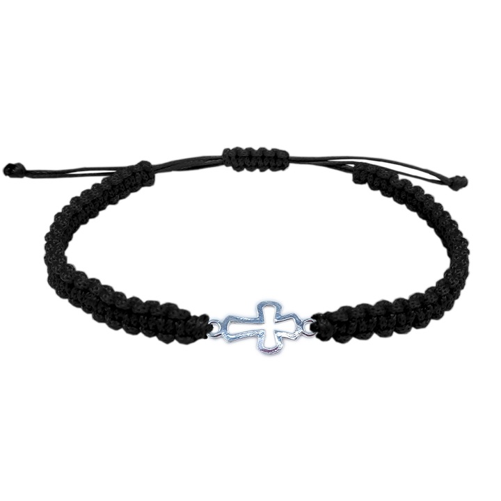 Kézzel fonott zsinór karkötő állítható ezüst kereszttel 4521070 Dras
