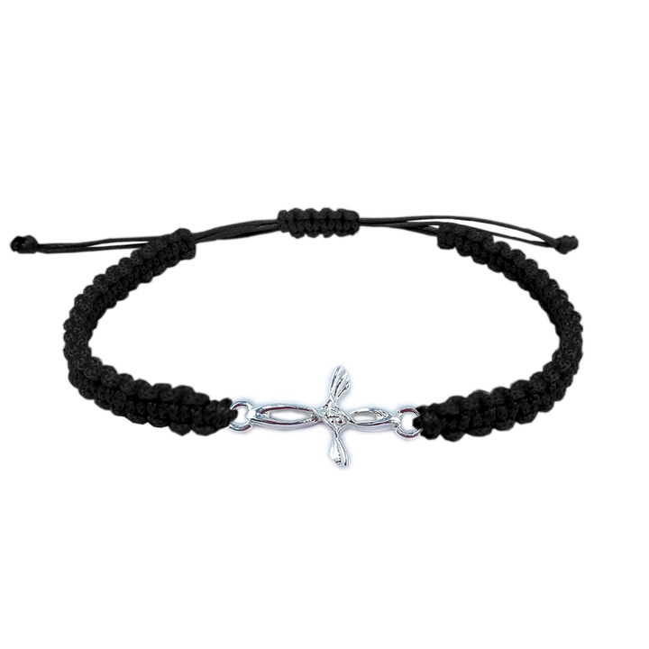 Kézzel fonott zsinór karkötő állítható ezüst kereszttel 4240100 Dras