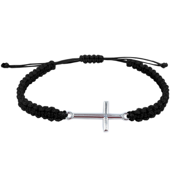 Bratara din snur impletita manual cu cruciulita din argint reglabila 4204150 Dras
