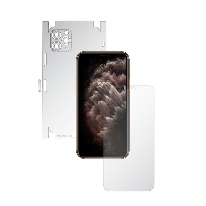 2X Folie24 teljes testet fedő képernyővédő készlet, Apple iPhone 11 Pro készülékhez, 360 lefedettség, képernyő + hátlap és oldalak, 1 szett Ultra-Clear + 1 szett matt, tapadó, rugalmas, önregenerálódással