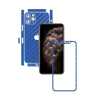 Folie Protectie Carbon Skinz pentru Apple iPhone 11 Pro Max - CAM CUT - Carbon Albastru Split Cut, Skin Adeziv Full Body Cover pentru Rama Ecran, Carcasa Spate si Laterale Folie Protectie Carbon Skinz pentru Apple iPhone 11 Pro Max - CAM CUT - Carbon Albastru Split Cut, Skin Adeziv Full Body Cover pentru Rama Ecran, Carcasa Spate si Laterale