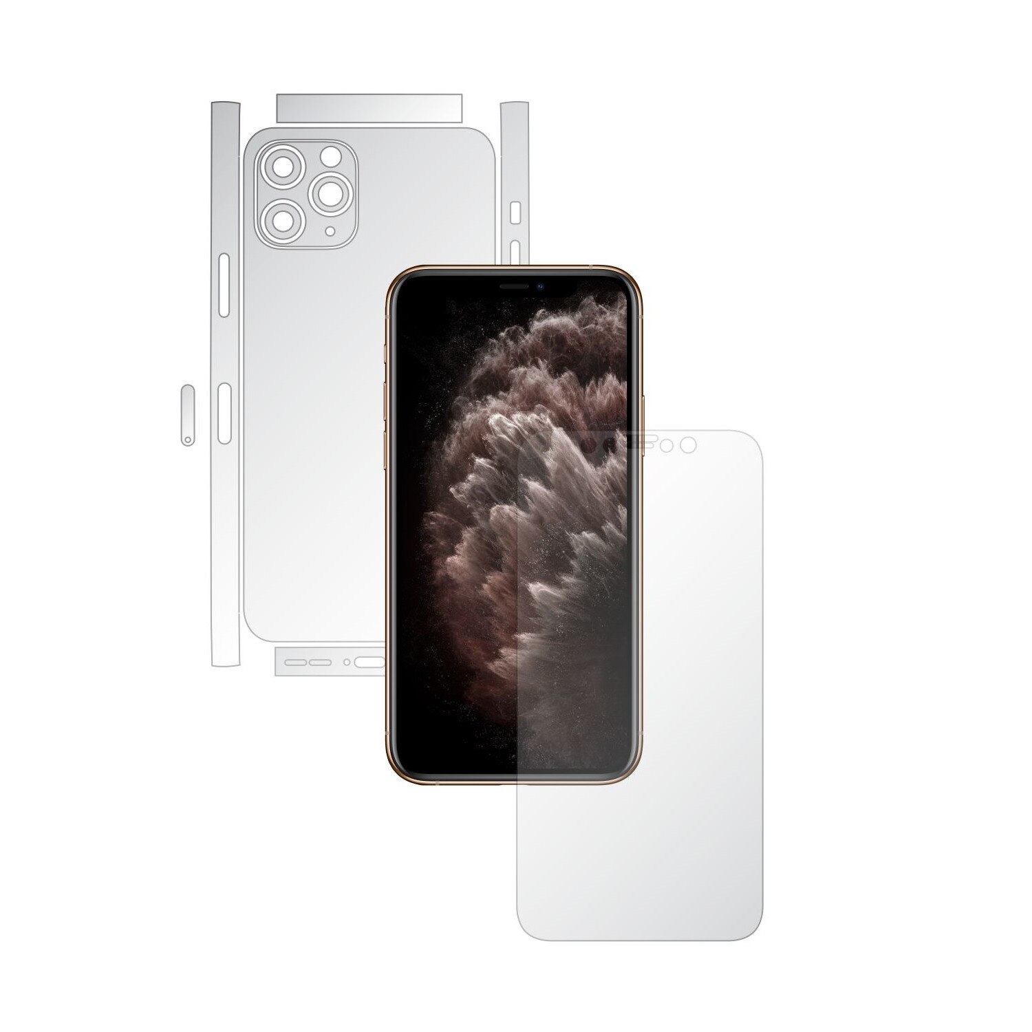 Folie Full Body Invisible Skinz UHD AutoRegeneranta pentru Apple iPhone 11 Pro - CAM CUT - Folie Protectie Siliconica Ultra-Clear cu taiere Split Cut pentru Ecran, Carcasa Spate si Laterale, Skin Adeziv Transparent, Edge to Edge Cover
