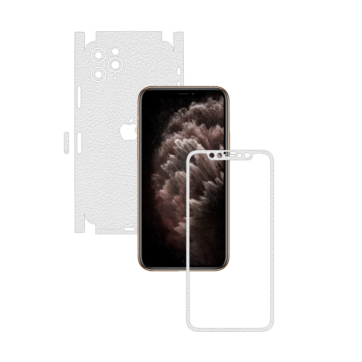 Folie Protectie Carbon Skinz pentru Apple iPhone 11 Pro - FULL CUT - Piele Alba 360 Cut, Skin Adeziv Full Body Cover pentru Rama Ecran, Carcasa Spate si Laterale