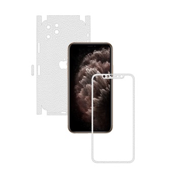 Folie Protectie Carbon Skinz pentru Apple iPhone 11 Pro Max - FULL CUT - Piele Alba 360 Cut, Skin Adeziv Full Body Cover pentru Rama Ecran, Carcasa Spate si Laterale