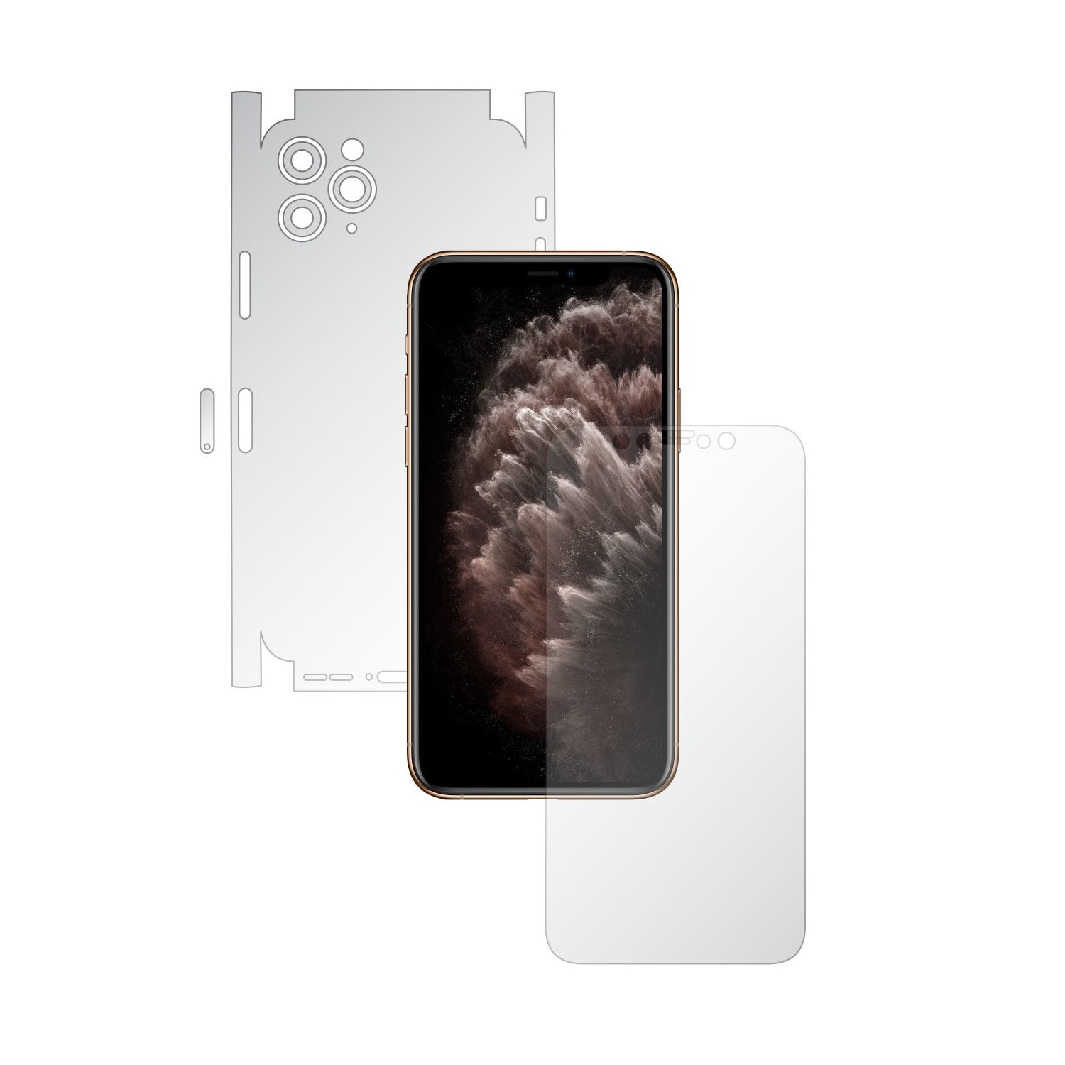 Folie Full Body Invisible Skinz UHD AutoRegeneranta pentru Apple iPhone 11 Pro - FULL CUT - Folie Protectie Siliconica Ultra-Clear cu taiere 360 Cut pentru Ecran, Carcasa Spate si Laterale, Skin Adeziv Transparent, Edge to Edge Cover