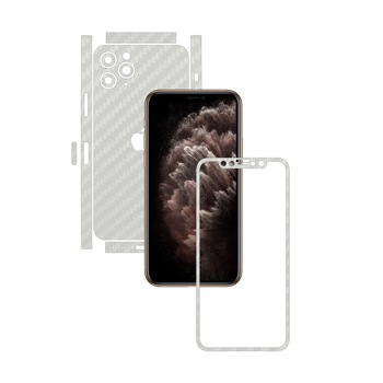 Folie Protectie Carbon Skinz pentru Apple iPhone 11 Pro Max - FULL CUT - Carbon Alb Split Cut, Skin Adeziv Full Body Cover pentru Rama Ecran, Carcasa Spate si Laterale Folie Protectie Carbon Skinz pentru Apple iPhone 11 Pro Max - FULL CUT - Carbon Alb Split Cut, Skin Adeziv Full Body Cover pentru Rama Ecran, Carcasa Spate si Laterale