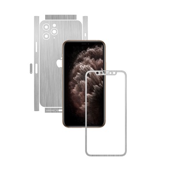 Folie Protectie Carbon Skinz pentru Apple iPhone 11 Pro Max - FULL CUT - Brushed Argintiu Split Cut, Skin Adeziv Full Body Cover pentru Rama Ecran, Carcasa Spate si Laterale Folie Protectie Carbon Skinz pentru Apple iPhone 11 Pro Max - FULL CUT - Brushed Argintiu Split Cut, Skin Adeziv Full Body Cover pentru Rama Ecran, Carcasa Spate si Laterale