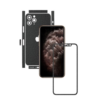 Folie Protectie Carbon Skinz pentru Apple iPhone 11 Pro Max - FULL CUT - Piele Neagra Split Cut, Skin Adeziv Full Body Cover pentru Rama Ecran, Carcasa Spate si Laterale Folie Protectie Carbon Skinz pentru Apple iPhone 11 Pro Max - FULL CUT - Piele Neagra Split Cut, Skin Adeziv Full Body Cover pentru Rama Ecran, Carcasa Spate si Laterale