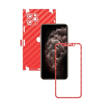 Folie Protectie Carbon Skinz pentru Apple iPhone 11 Pro Max - CAM CUT - Carbon Rosu 360 Cut, Skin Adeziv Full Body Cover pentru Rama Ecran, Carcasa Spate si Laterale Folie Protectie Carbon Skinz pentru Apple iPhone 11 Pro Max - CAM CUT - Carbon Rosu 360 Cut, Skin Adeziv Full Body Cover pentru Rama Ecran, Carcasa Spate si Laterale