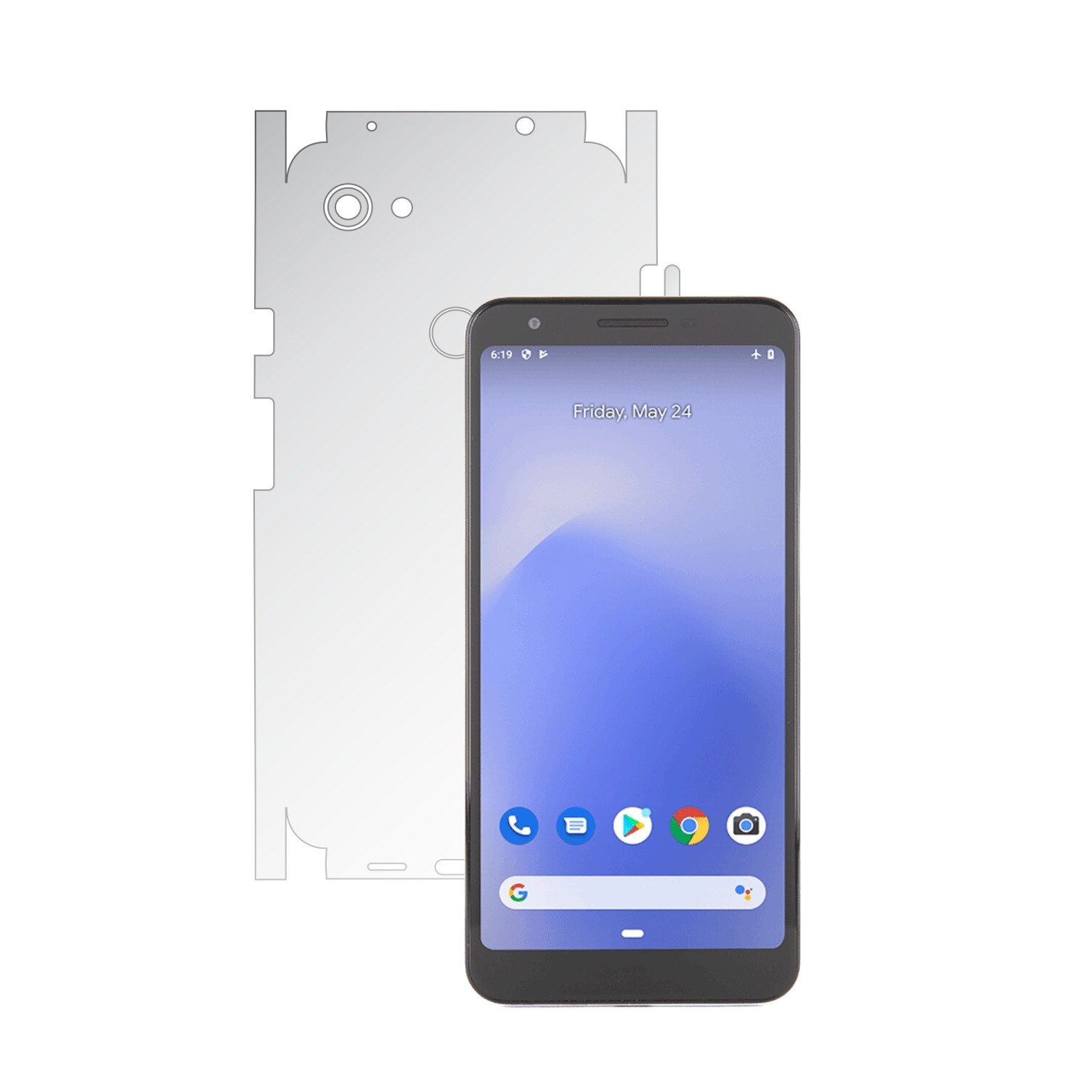 Folie Protectie Spate Invisible Skinz HD pentru Google Pixel 3a - Folie Siliconica Ultra-Clear cu taiere 360 Cut pentru Carcasa Spate si Laterale, Skin Adeziv Transparent, Edge to Edge Full Case Cover