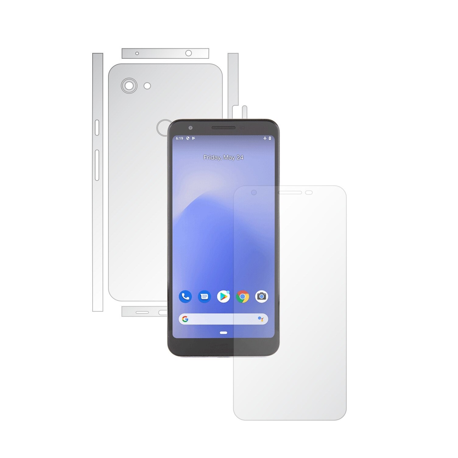 Folie Full Body Invisible Skinz UHD AutoRegeneranta pentru Google Pixel 3a XL - Folie Protectie Siliconica Ultra-Clear cu taiere Split Cut pentru Ecran, Carcasa Spate si Laterale, Skin Adeziv Transparent, Edge to Edge Cover