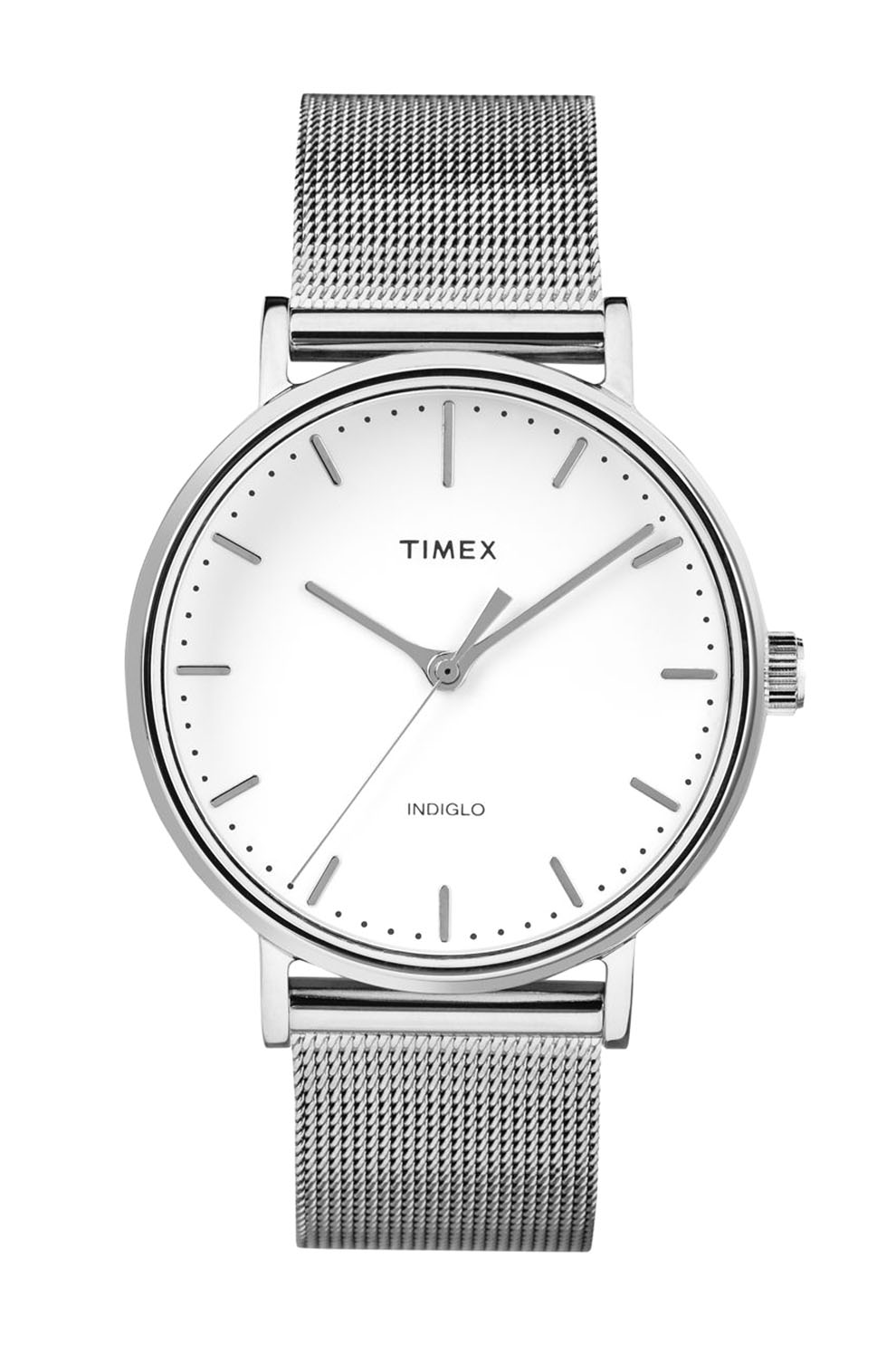 Timex, Ceas rotund cu bratara metalica cu model plasa, Argintiu