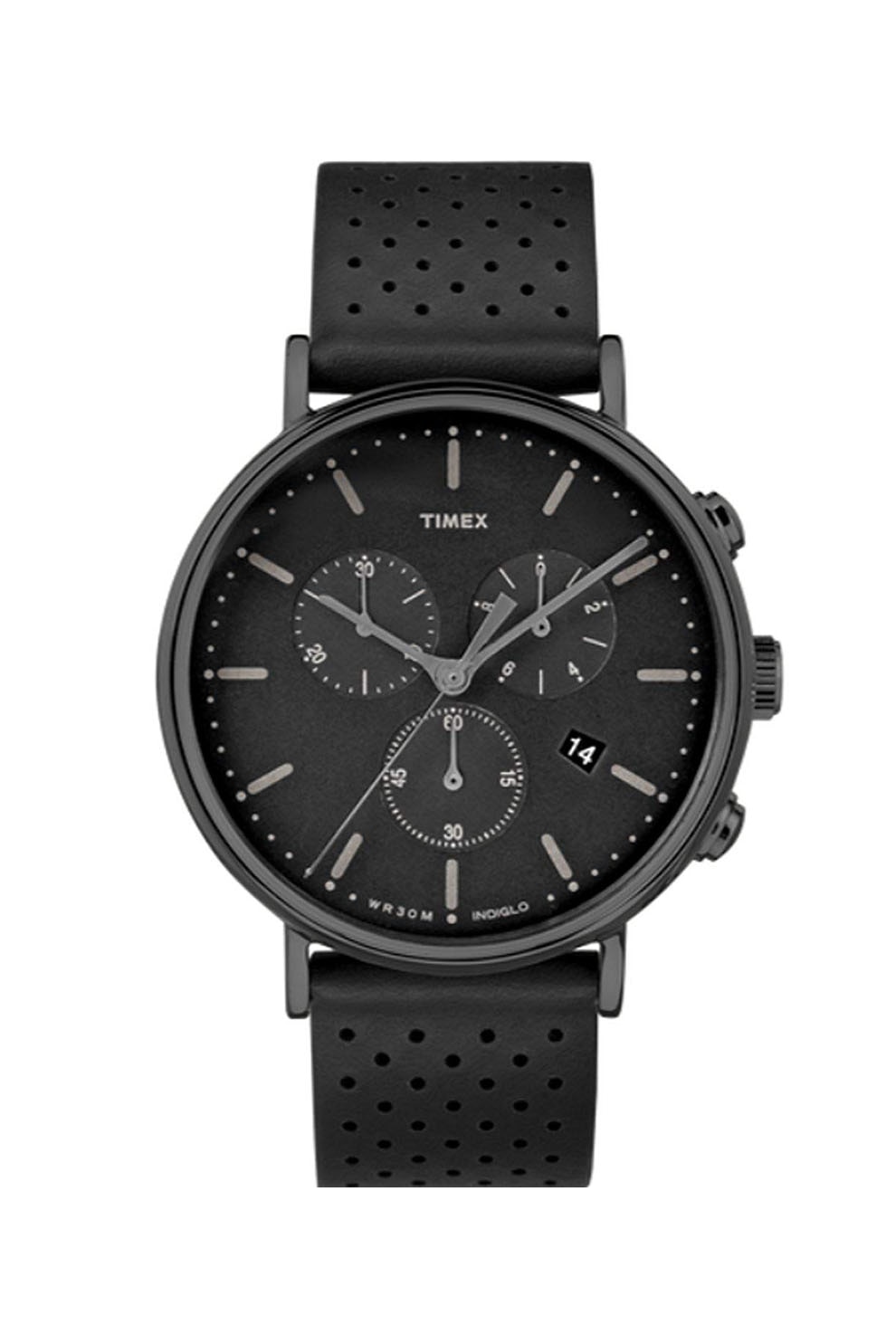 Timex, Ceas unisex cu o curea de piele, Negru