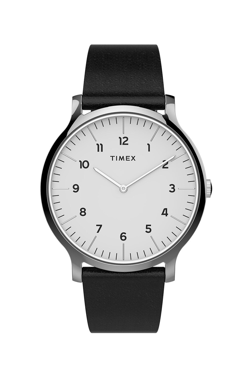 Timex, Ceas quartz cu o curea de piele Norway, 40 mm, Negru/Argintiu