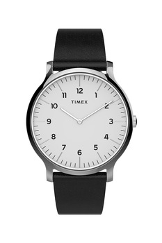 Timex, Ceas quartz cu o curea de piele Norway, 40 mm, Negru/Argintiu Timex, Ceas quartz cu o curea de piele Norway, 40 mm, Negru/Argintiu