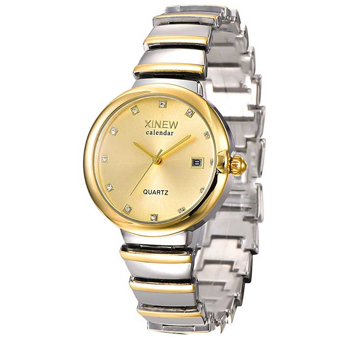 Ceas XINEW Dama Quartz Casual Elegant Gold, PN999869GD, curea din metal (zale), afisaj Analog