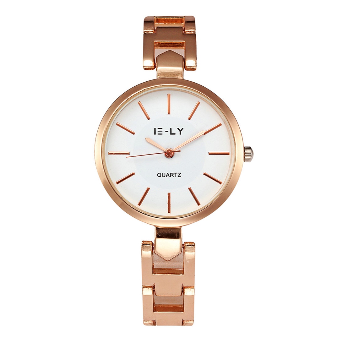 Ceas E-LY Dama Quartz Casual Elegant Alb, PN999352AB, curea din metal (zale), afisaj Analog