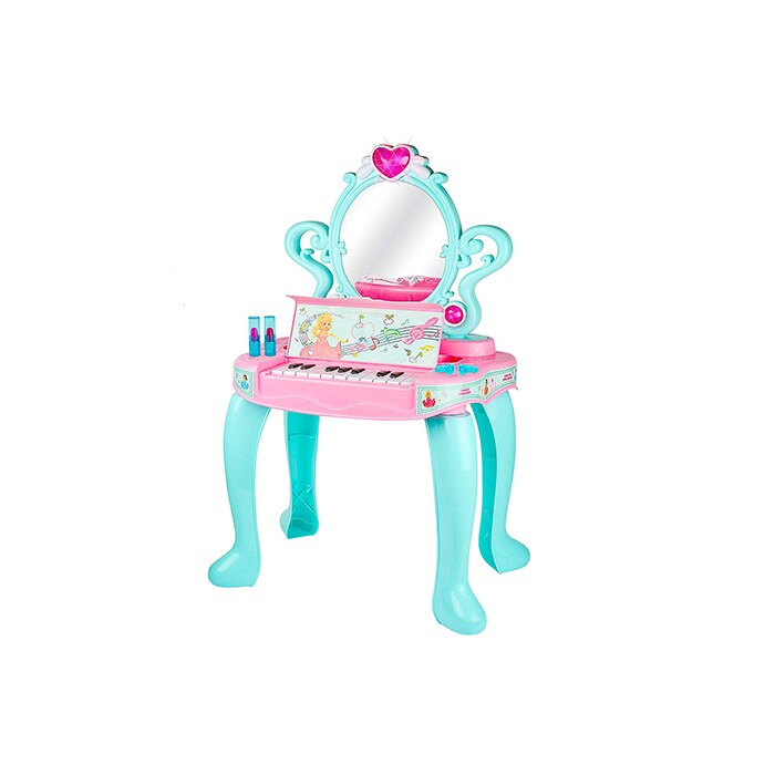 Masuta de Make-Up cu pian URIAS, melodii Mp3, lumini si sunete, include scaunel si uscator de par, Multiple accesorii, AK6523