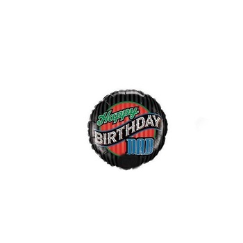 Balon Folie 45 cm Happy Birthday Dad, Qualatex 25576, 1 BUC Balon Folie 45 cm Happy Birthday Dad, Qualatex 25576, 1 BUC