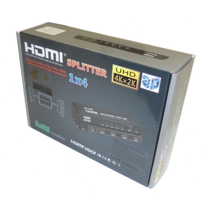 HCT TRONIC HDMI Elosztó, 1x bemenet/4x Full HD kimenet