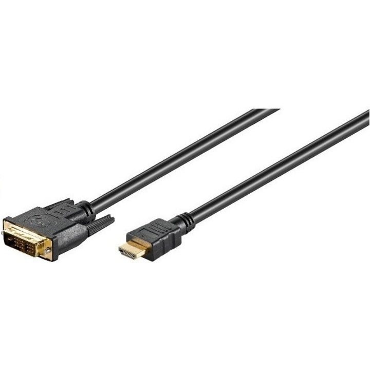 Cablu HDMI A tata la DVI-D (18+1) tata, ecranat, 1.8m, contacte aurite