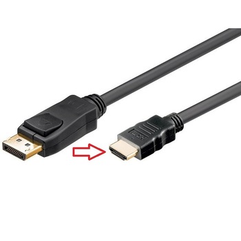 Cablu DisplayPort tata la HDMI A tata V1.2 UHD 4K 29Hz, 5m, contacte aurite, unidirectional Cablu DisplayPort tata la HDMI A tata V1.2 UHD 4K 29Hz, 5m, contacte aurite, unidirectional