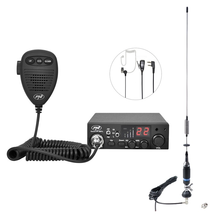 Комплект радиостанция CB PNI ESCORT HP 8001 ASQ + Слушалки HS81 + Антена CB PNI S75 с кабел