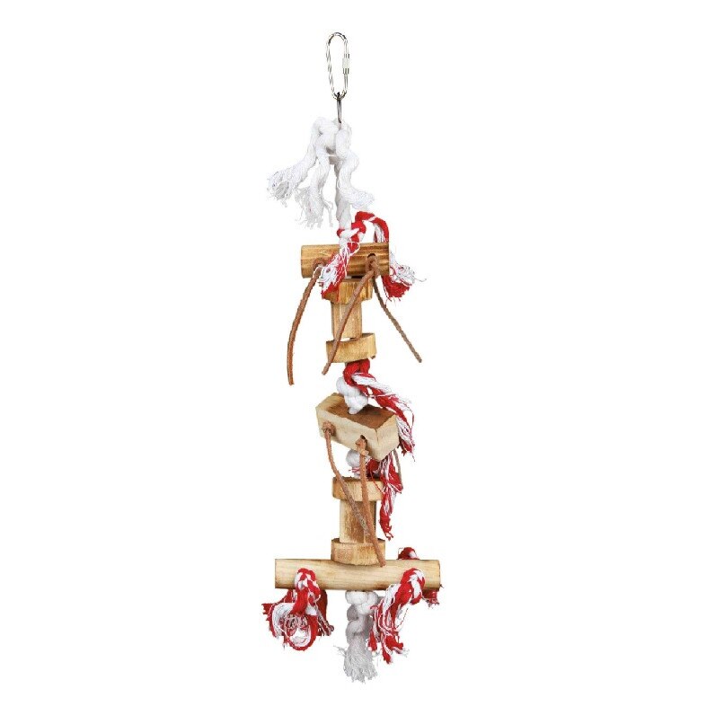 Jucarie Trixie lemn pe franghie pentru pasari 35 cm 58844
