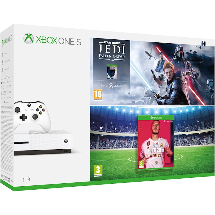Consola Xbox One S 1TB + Star Wars JEDI: The Fallen Order + FIFA20
