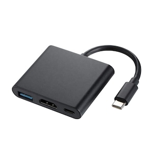 Hub Adaptor USB-C Multiport 3 in 1 cu HDMI 4K, USB 3.0, USB Type-C Thunderbolt 3 cu Functie de Incarcare, Negru