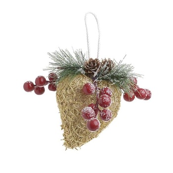 Set 6 ornament pentru brad Golden Heart H12 cm Set 6 ornament pentru brad Golden Heart H12 cm