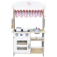 bucatarie dubla completa din lemn ecologic fara margini ascutite pentru copii quotisp ecotoysquot 101 cm inaltime chiuveta plita cuptor multiple rafturi si 6 accesorii incluse rosu imagen 36_0_
0